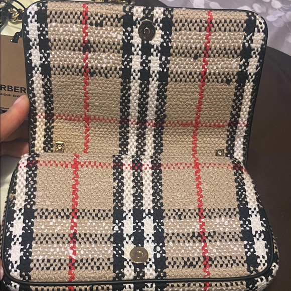 Burberry Tan and Black Crossbody Bag with Gold Chain - Picture 2 of 6